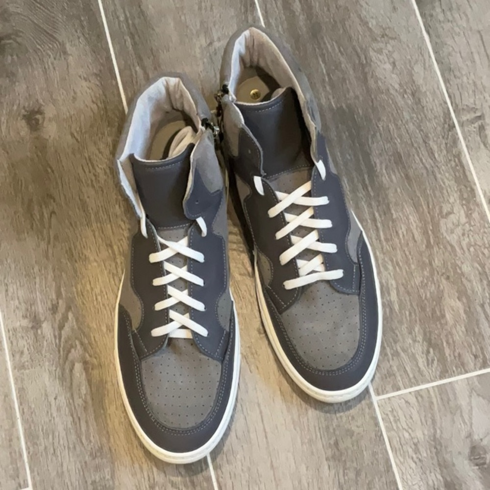 Roberto Pepe Grey Side Zip Hi-Top Sneakers 44 NWT